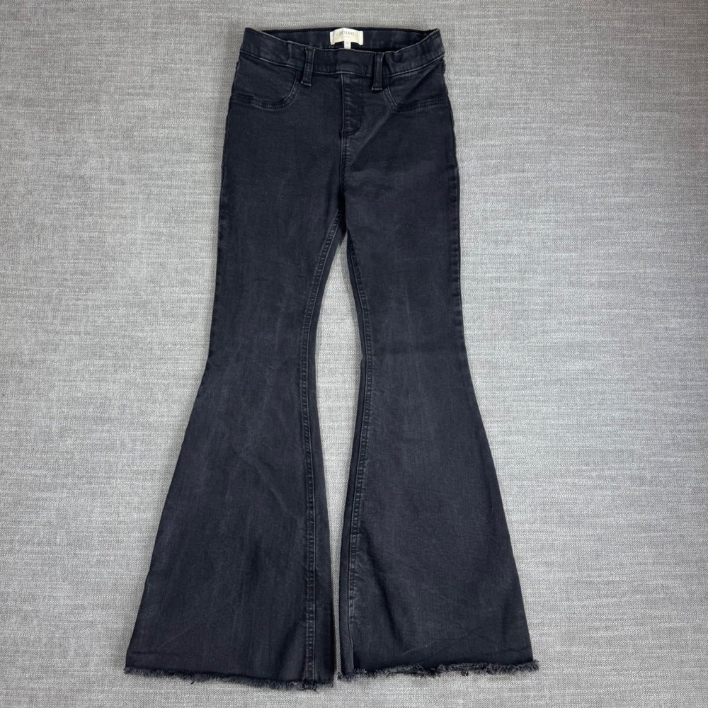 Shyanne Girls Black Flare Jeans Bell Bottom Frayed Hem Size 16 Western Rodeo
